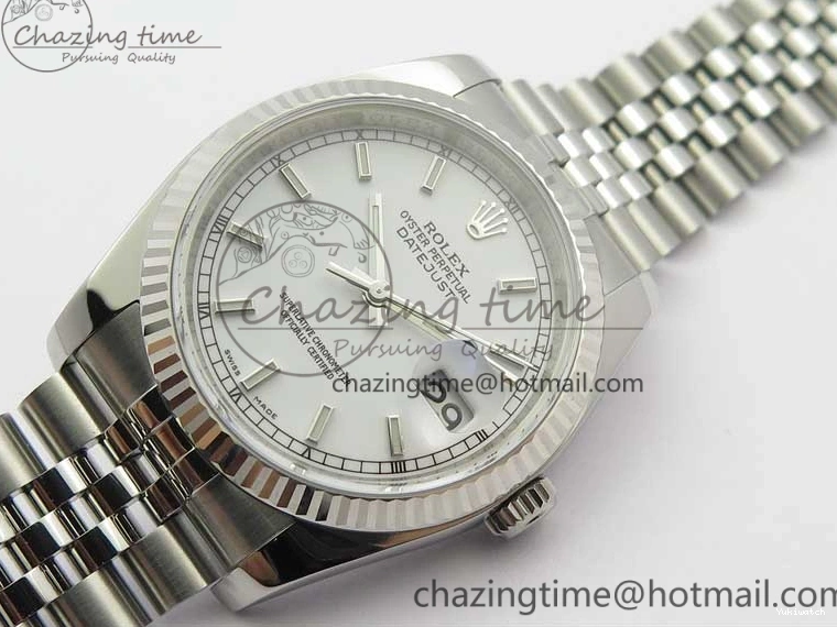 on Steel Edition 116234 Dial 36 SS 1:1 DateJust 904L White V3 SH3135 Jubilee ARF Best Bracelet 0501